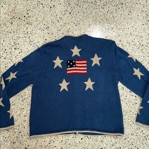 American Flag cardigan sweater cotton Large L